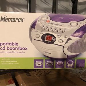 Portable cd boombox with cassette recorder